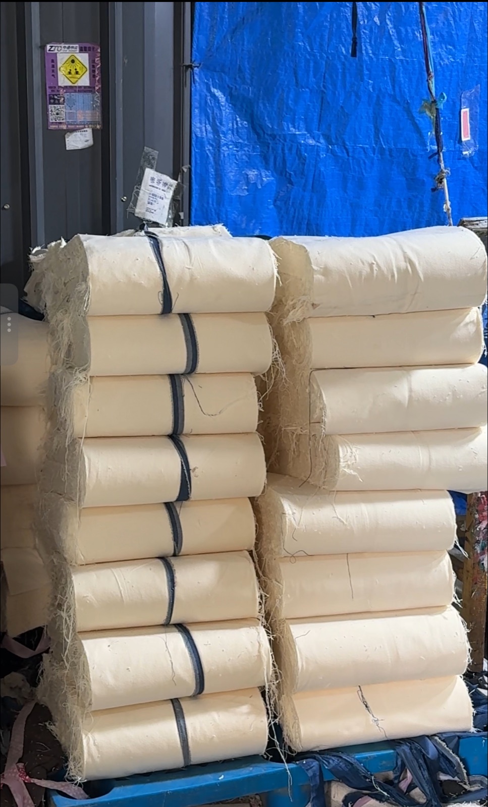 Cotton fabric rolls prepared for custom bag production