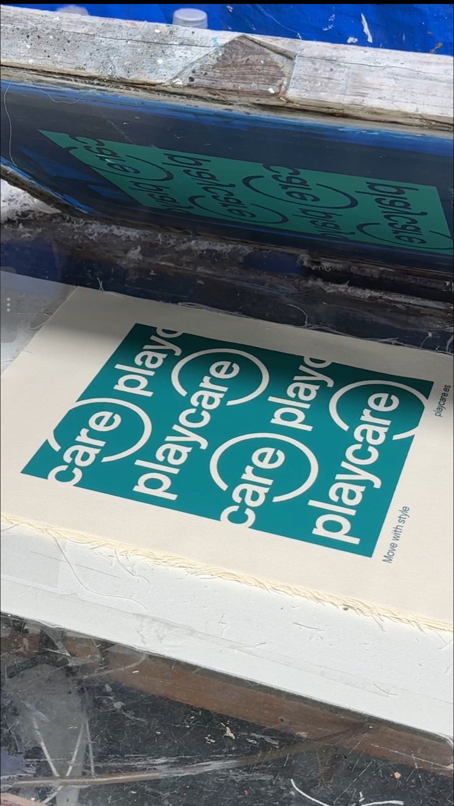 Screen printing a logo on cotton fabric for custom tote bags